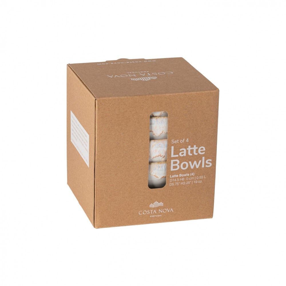 Latte Bowls Set of 4, 6" White - touchGOODS