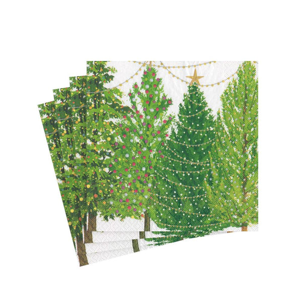 Christmas Trees with Lights Paper Cocktail Napkins - 20 Per Package - - touchGOODS