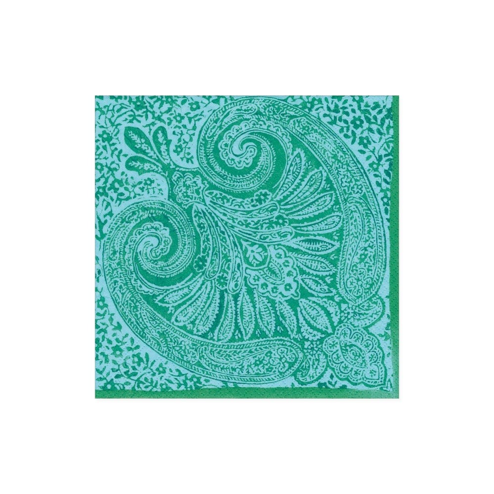 Paisley Medallion Paper Cocktail Napkins in Turquoise - 20 Per Package - touchGOODS