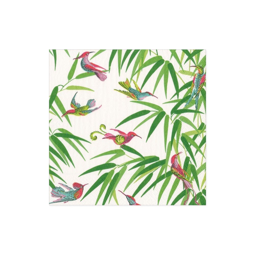 Birds in Paradise Paper Cocktail Napkins in White - 20 Per Package - touchGOODS