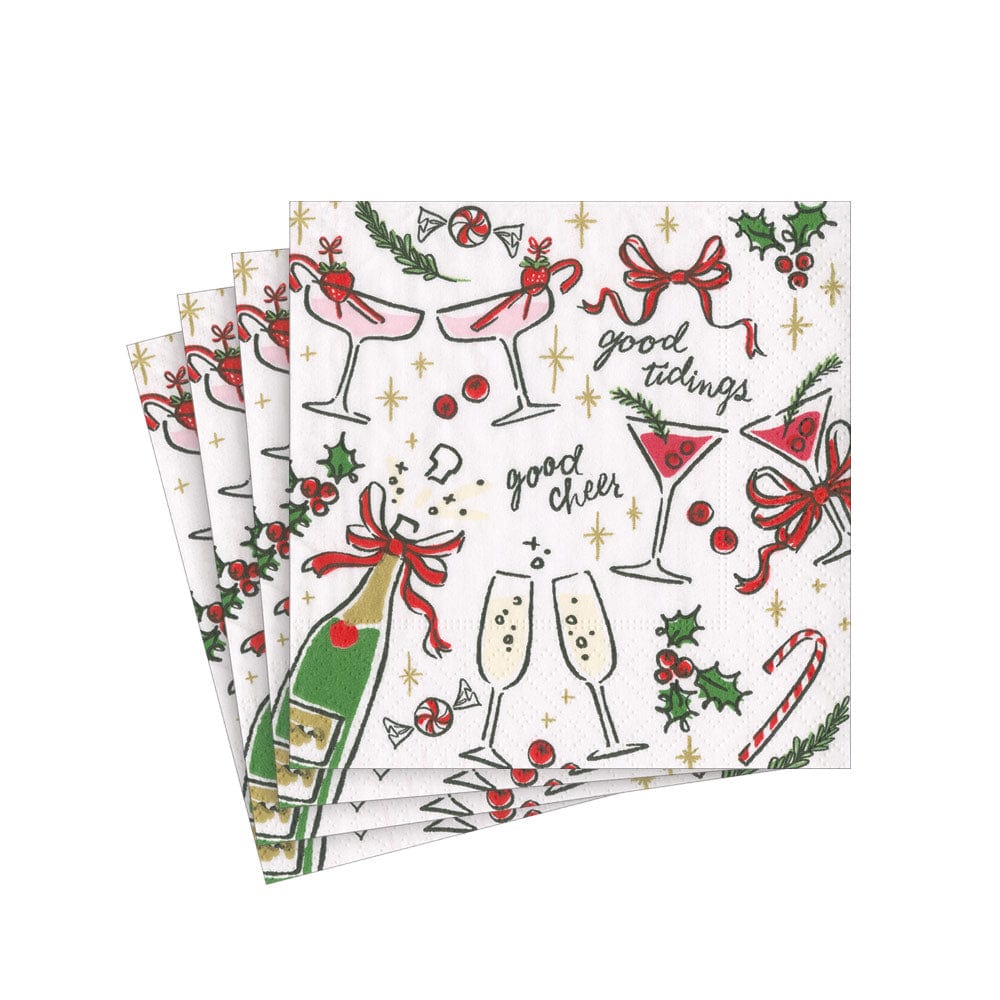 Let's Be Merry Paper Cocktail Napkins - 20 Per Package - - touchGOODS