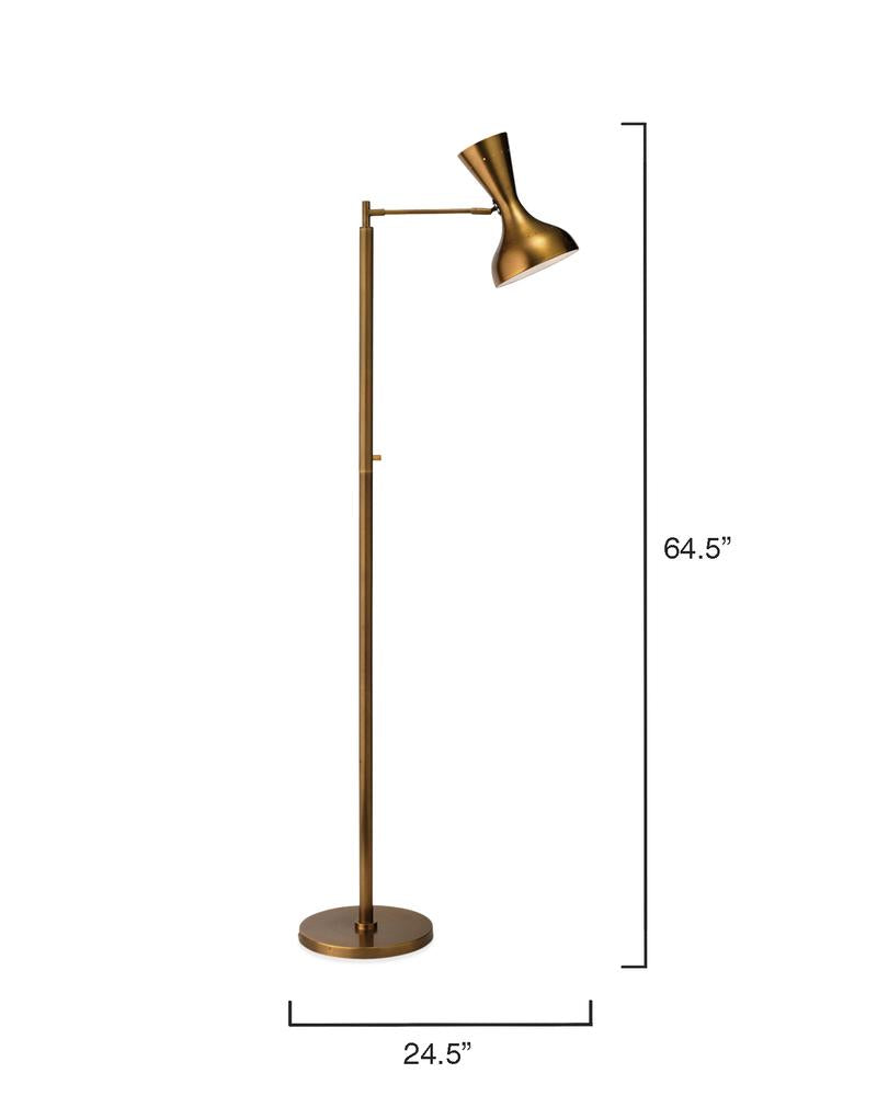 Pisa Mid-Century Swing Arm Floor Lamp - Brass - touchGOODS
