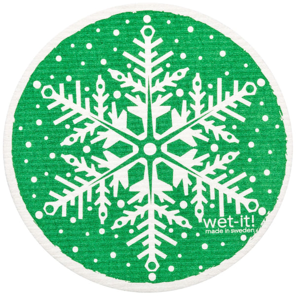 Snowflake Green Round Swedish Cloth - touchGOODS