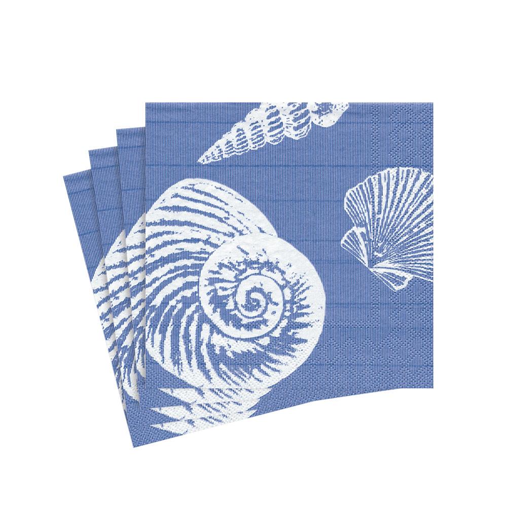 Shells Paper Cocktail Napkins in Ocean Blue - 20 Per Package - touchGOODS