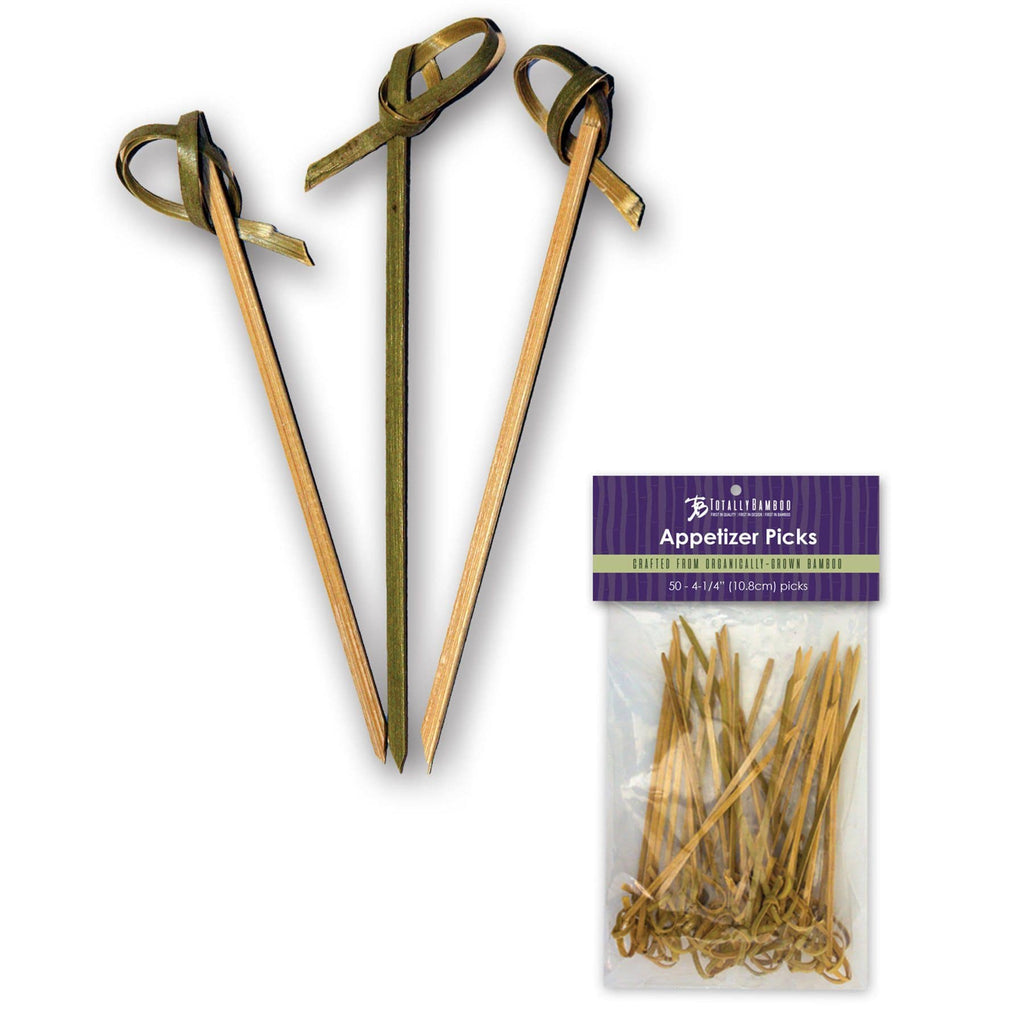 4" Bamboo Appetizer Picks with Looped Knot, 50 Pack - touchGOODS
