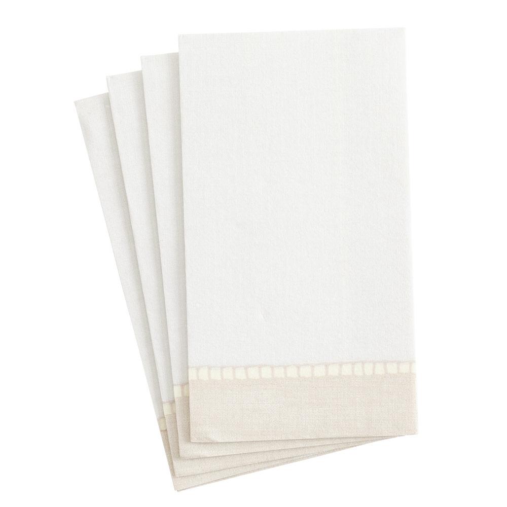 Linen Border Paper Linen Guest Towel Napkins in Natural - 12 Per Package - touchGOODS