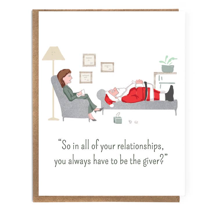 Santa in Therapy; Funny Christmas Card - touchGOODS