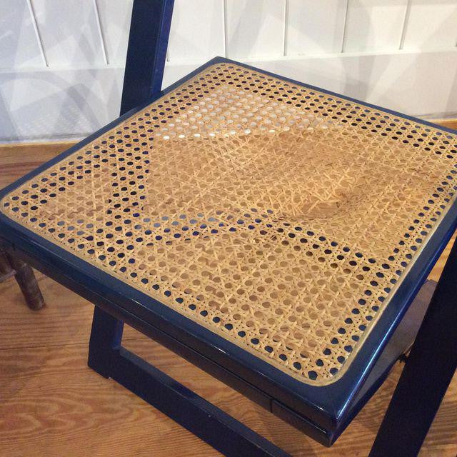 Vintage Blue Lacquered Caned Folding Chairs by Aldo Jacober | touchGOODS