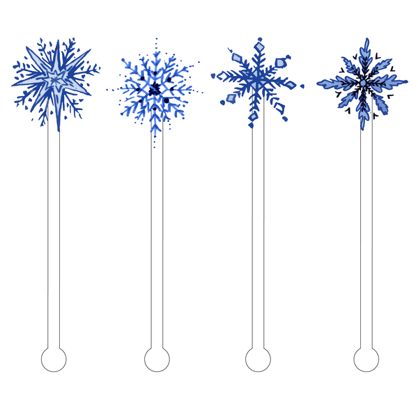 BEAUTIFUL BLUE SNOWFLAKES ACRYLIC STIR STICKS COMBO - touchGOODS