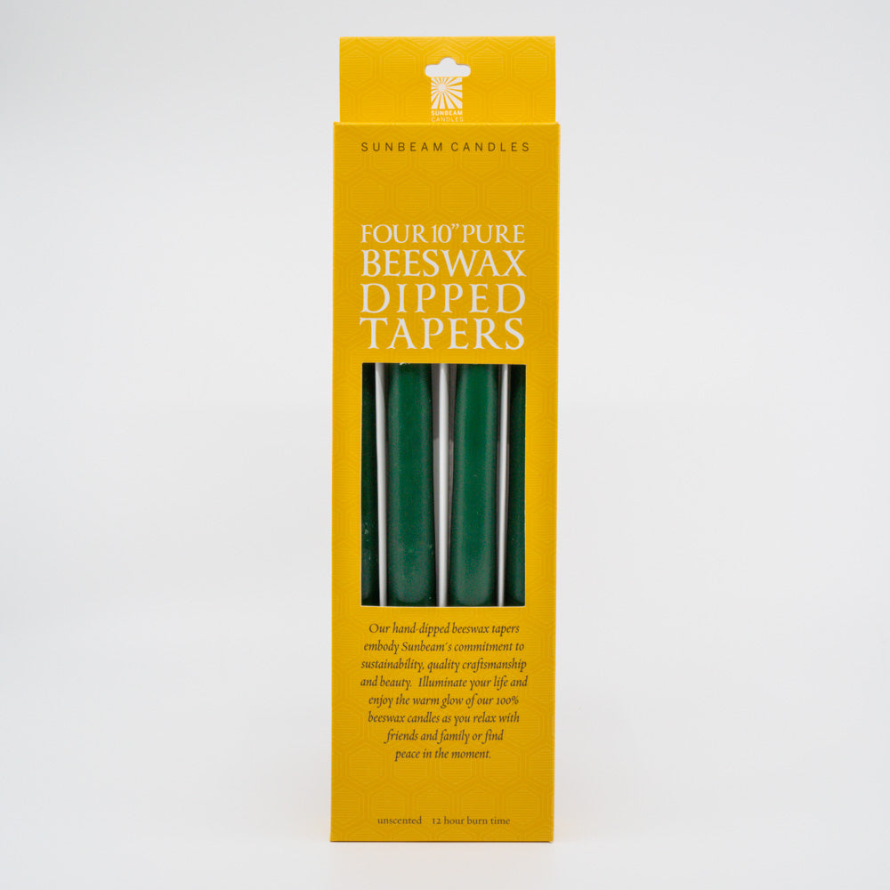 Beeswax 10" Dipped Tapers ~ Hunter Green - touchGOODS