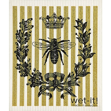 French Bee Black and Gold Swedish Cloth - touchGOODS