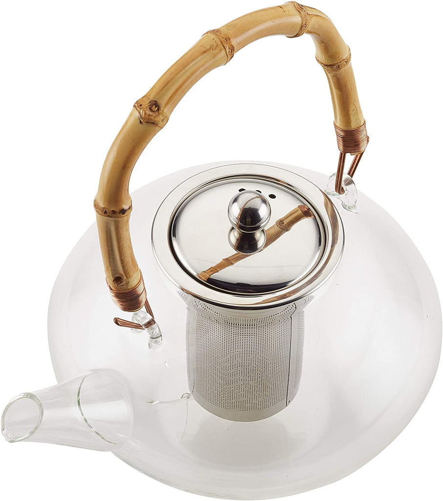 Glass Zen Teapot with Stainless Steel Infuser and Bamboo Trivet, 34 Ounce - touchGOODS