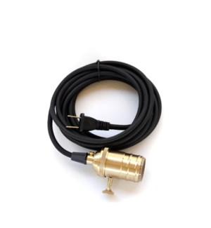 Black Fabric Cord with Brass Socket - 10ft black cord. | touchGOODS