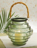 Green Glass & Bamboo Lantern - touchGOODS