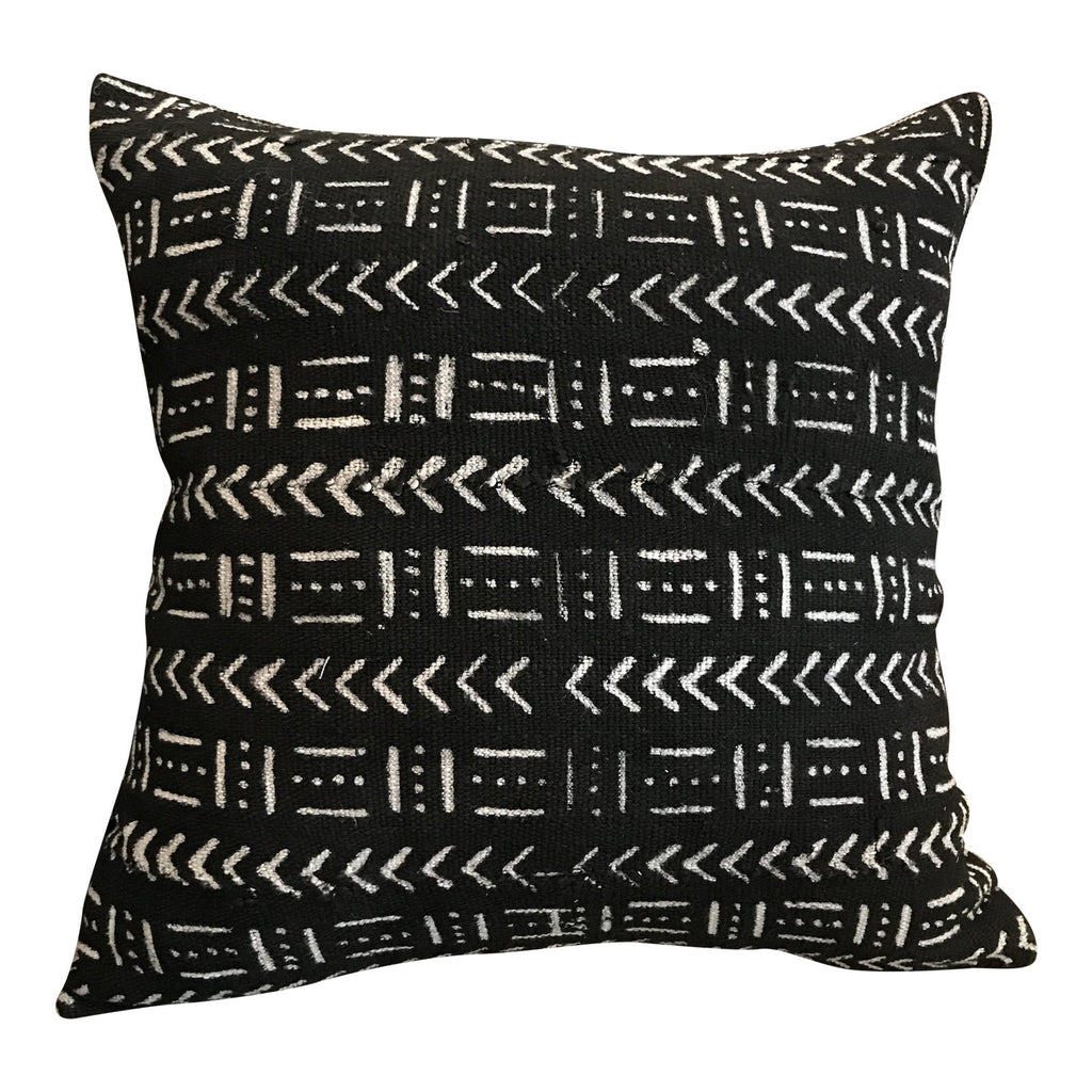 African Mudcloth Throw Pillow in Black | touchGOODS