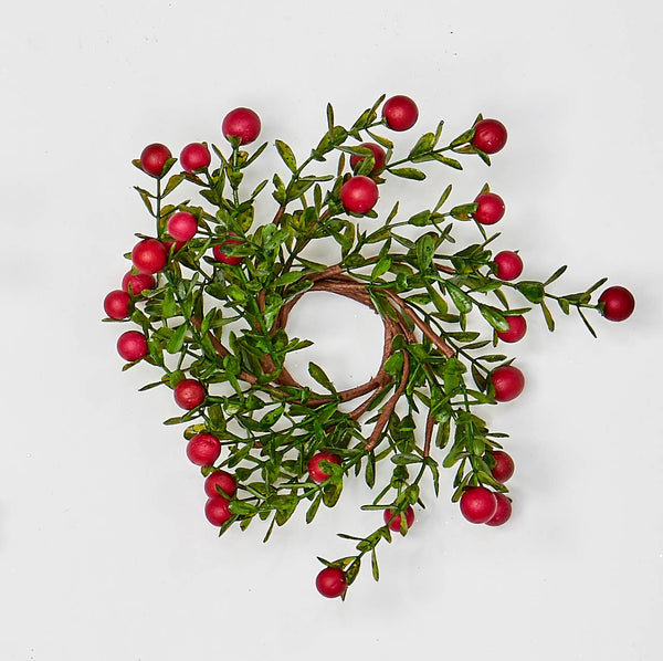 Boxwood And Berry Candle Ring: 1.25" - touchGOODS