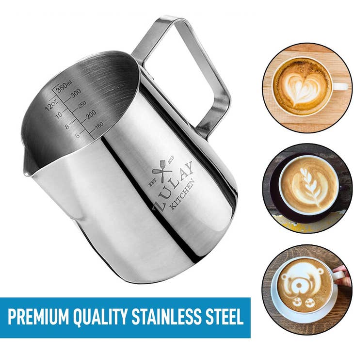 Stainless Steel Frothing Pitcher with Measurements  20oz - touchGOODS