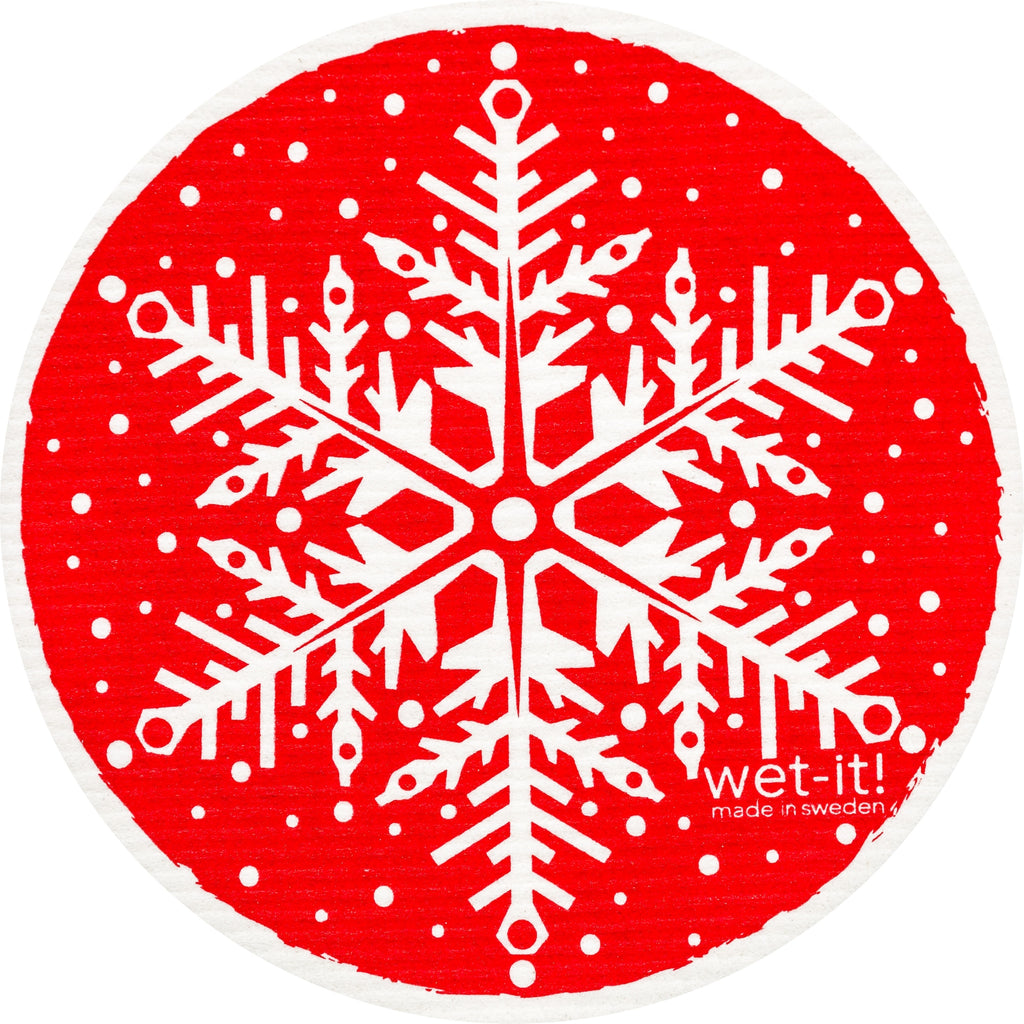 Snowflake Red Round Swedish Cloth - touchGOODS