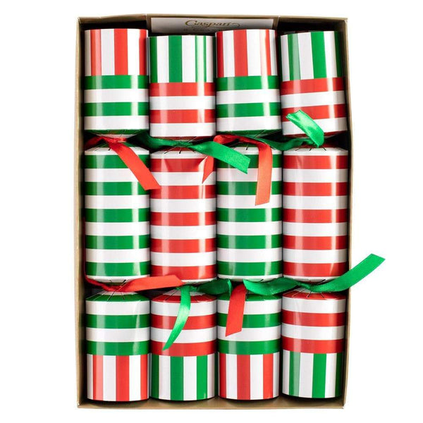 Club Stripe Celebration Christmas Crackers in Red & Green - 8 Per Box - touchGOODS