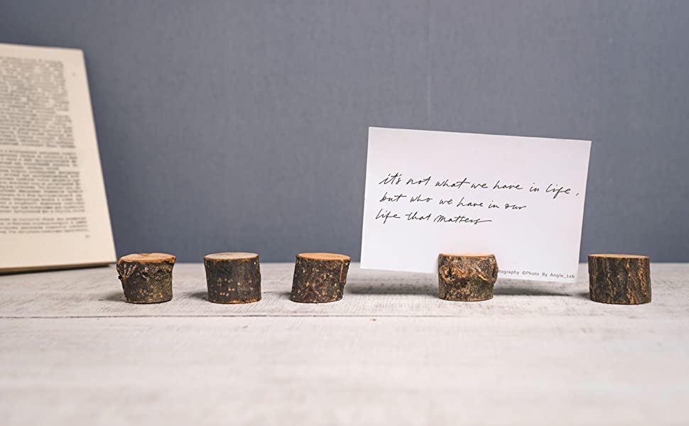 Rustic Wooden Place Card Holders with Kraft Paper Cards - touchGOODS