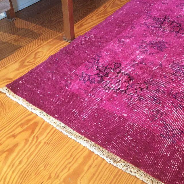 Vintage Over-Dyed Turkish Area Rug in Magenta 4′ × 6′6″ | touchGOODS