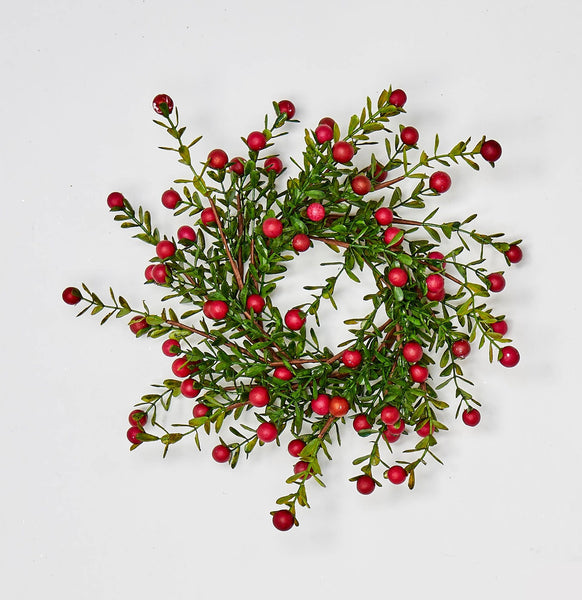 Boxwood And Berry Candle Ring: 4.25" - touchGOODS