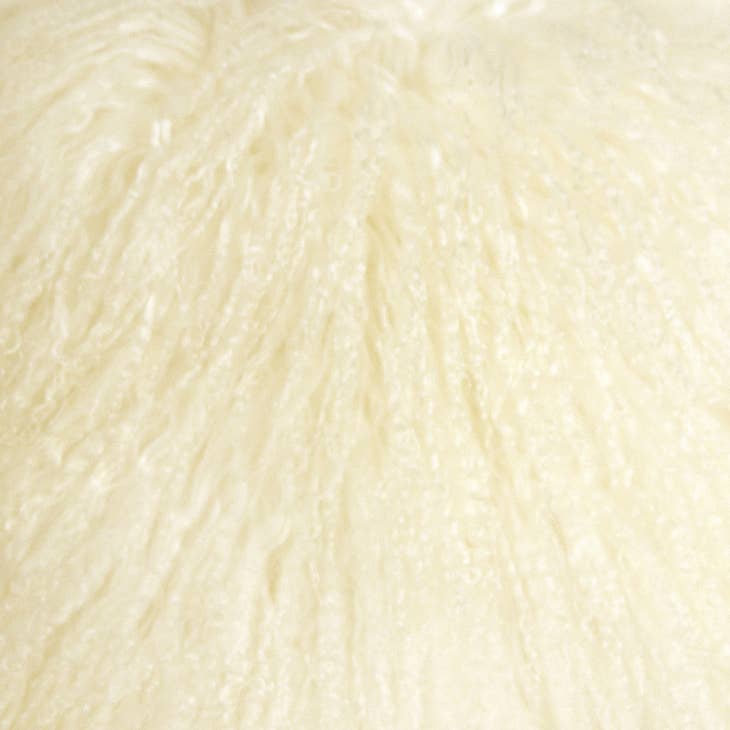 12" x 24" Natural White Mongolian Sheepskin Pillow - touchGOODS