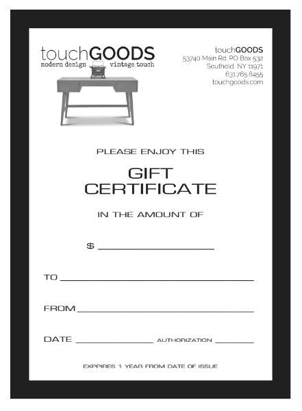touchGOODS gift certificate | touchGOODS