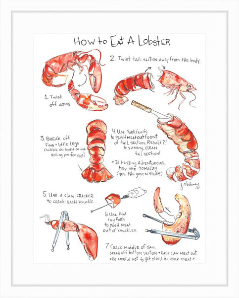 How to Eat a Lobster Watercolor by Jackie Maloney - touchGOODS