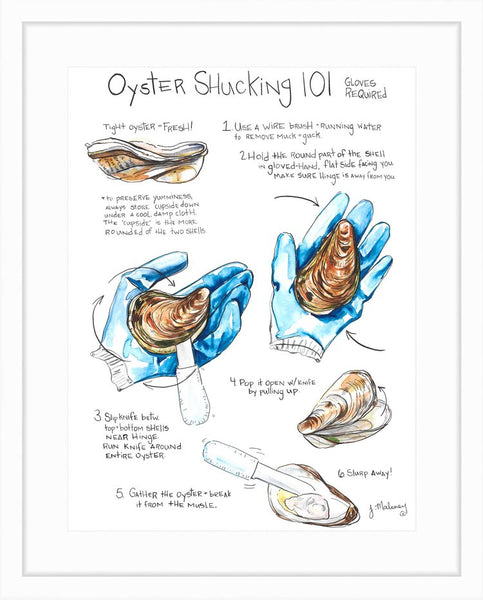 Oyster Shucking 101 Watercolor by Jackie Maloney - touchGOODS