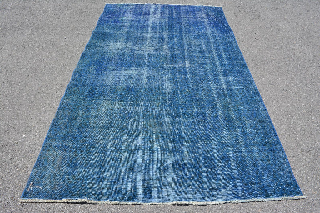 Distressed Blue Over-Dyed Vintage Rug 5' x 9' - touchGOODS