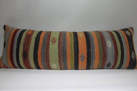 Extra Long Striped Kilim Lumbar Pillow 16 x 42 | touchGOODS
