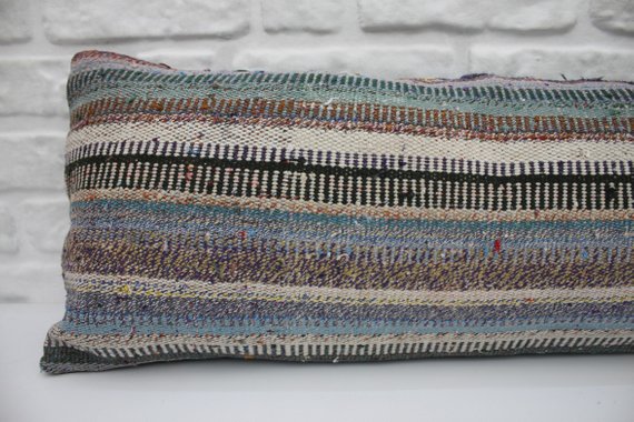 Extra Long Striped Kilim Lumbar Pillow 12 x 42 | touchGOODS