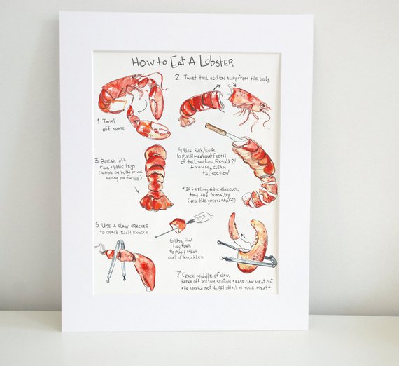 How to Eat a Lobster Watercolor Print by Jackie Maloney | touchGOODS