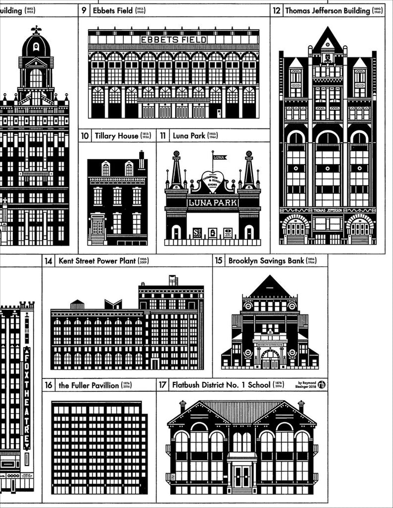 Brooklyn Lost Buildings 17x22" Art Print by Raymond Biesinger | touchGOODS
