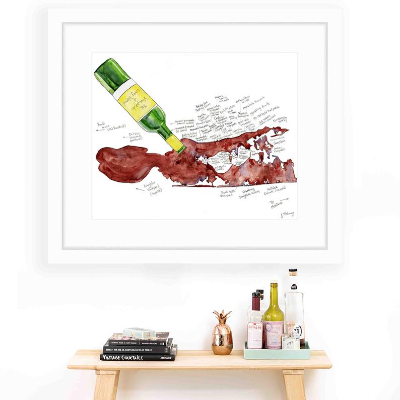 Vineyards of Long Island Watercolor Prints by Jackie Maloney "Merlot" Version - touchGOODS