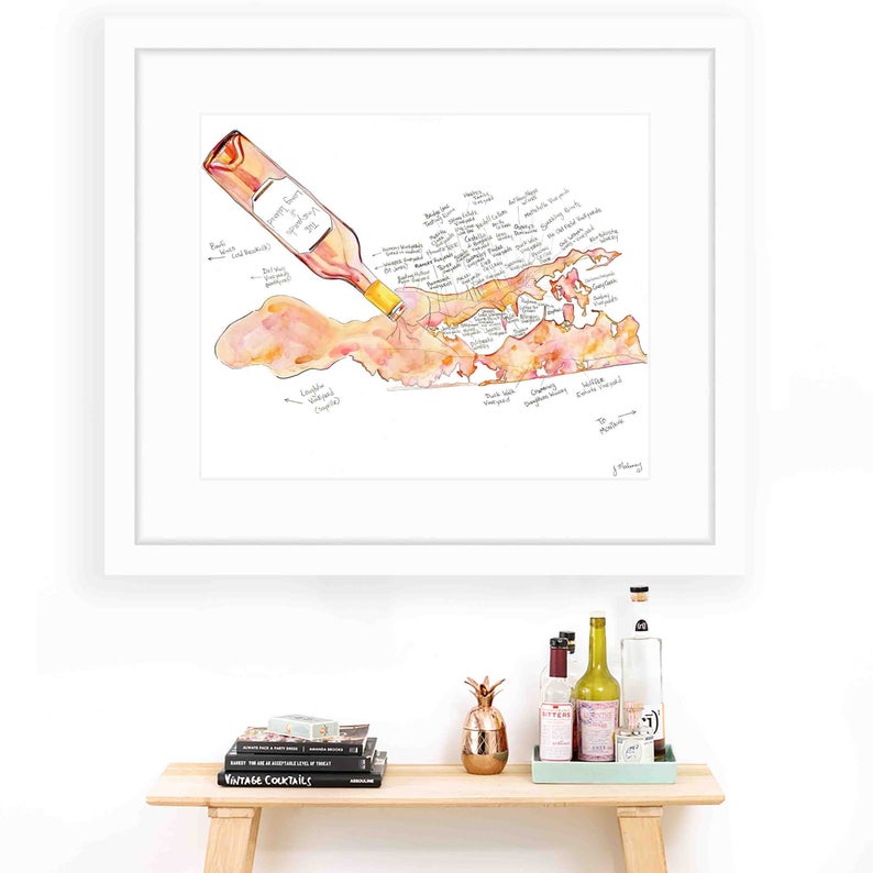 Vineyards of Long Island Watercolor Prints by Jackie Maloney "Rose" Version - touchGOODS