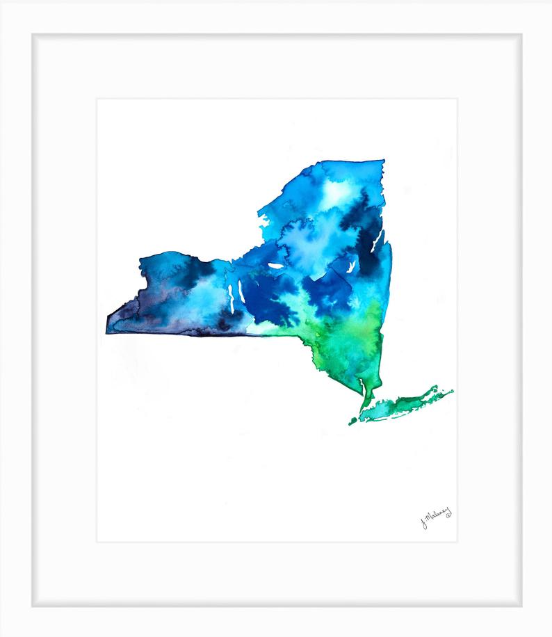 New York State Watercolor Prints by Jackie Maloney - touchGOODS