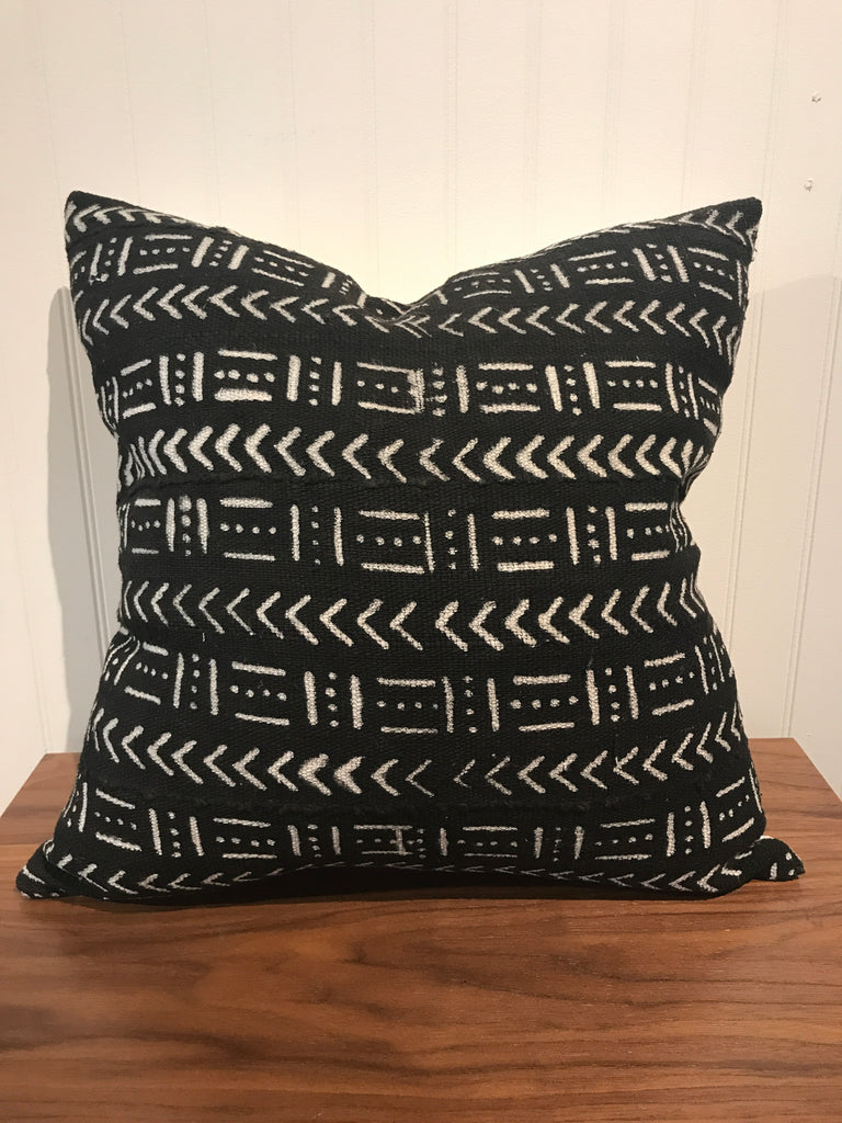 African Mudcloth Throw Pillow in Black | touchGOODS