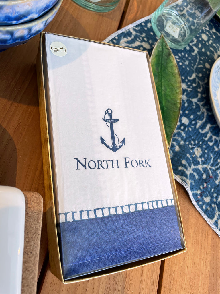 North Fork Linen Border Paper Guest Towel Napkins - 28 Per Box - touchGOODS