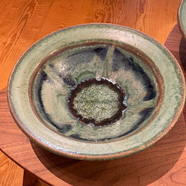 Flared 12" Bowl with Glass ~ Green with Accents - touchGOODS