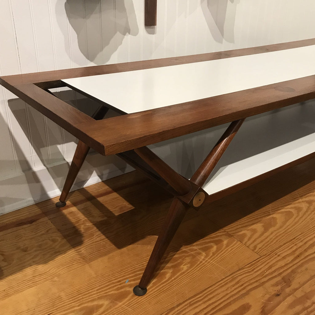 Mid-Century Modern Walnut and White Laminate Coffee Table | touchGOODS