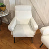 Pair of Italian Modern Lounge Chairs in White Velvet | touchGOODS