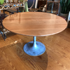 Round Cherry Pedestal Dining Table With Vintage Burke Tulip Base | touchGOODS