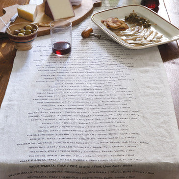 Wine Varietals Table Runner, Oyster White - touchGOODS