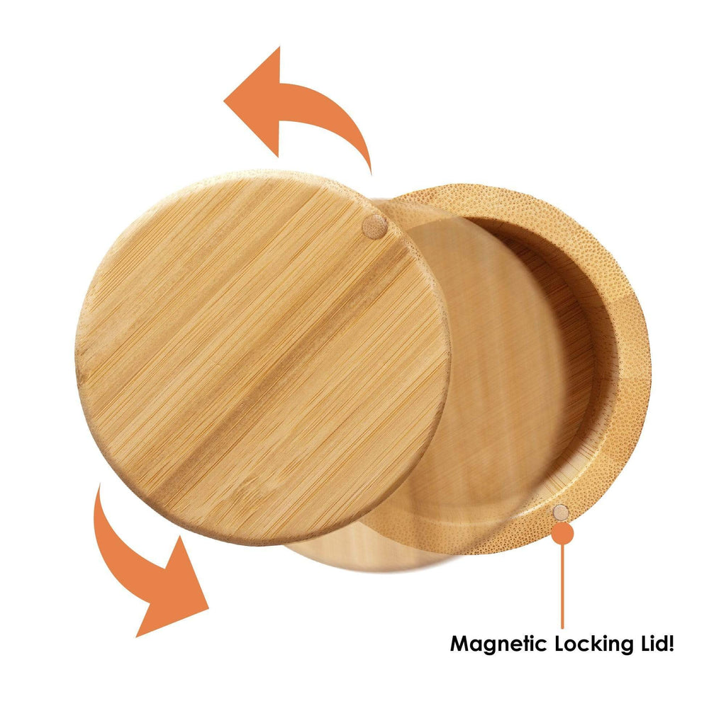 Triple Bamboo Salt Box with Magnetic Swivel Lids - touchGOODS
