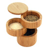 Triple Bamboo Salt Box with Magnetic Swivel Lids - touchGOODS