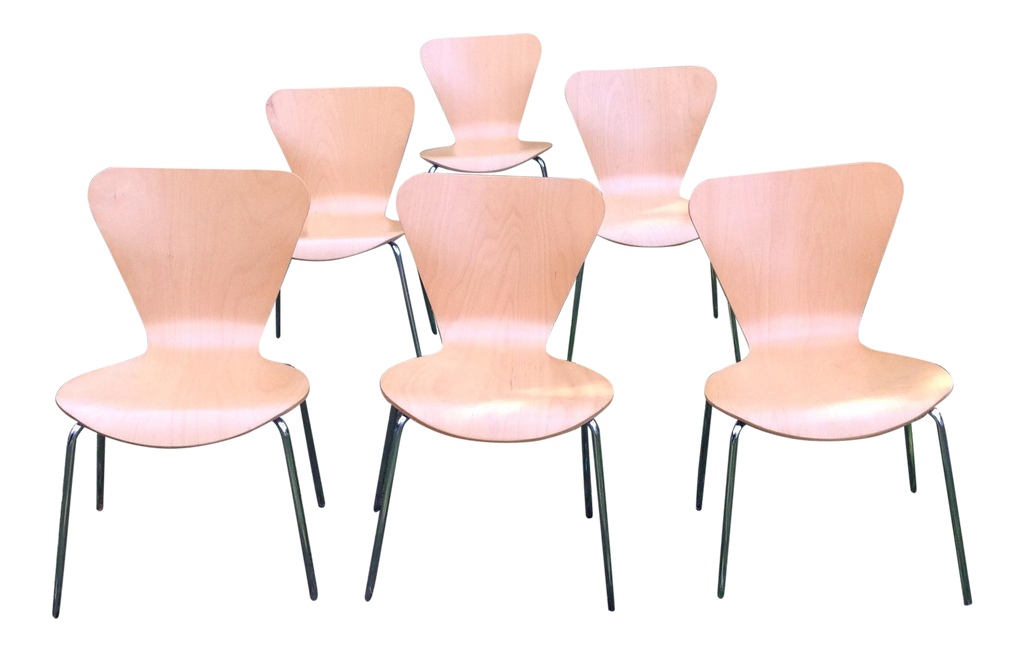 Vintage Arne Jacobsen Style Chairs - Set of 6 | touchGOODS